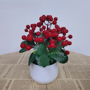 Red Fruit Fake Flower Home Decoration Living Room Table Centerpiece Artificial Evergreen Fruit Floral Arrangement Ornament