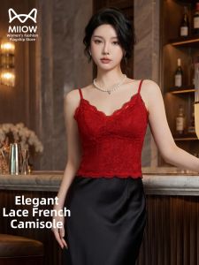 MiiOW | Lace Padded Red V-Neck Bustier Top
