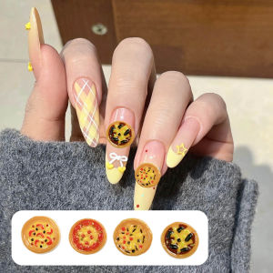 30 Món Trang Trí Móng Tay Nhựa Phong Cách Tối Giản Dễ Thương Hình Pizza 3D Hình Tròn Dùng Trang Trí Tự Làm Ốp Điện Thoại Và Móng Tay