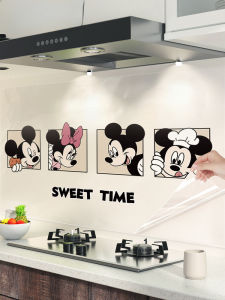Waterproof Kitchen Stickers Cartoon Mickey Mouse Anti-Oil Smokeproof High-Temperature Resistant Tile Protection Film Wall Decals