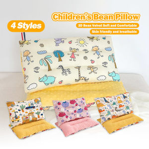 Kids Bean Fleece Pillow Cotton Neck Guard Bed Pillow Cute Cartoon Baby Prevent Flat Head Pillow Kids 50x30cm Bantal Kapas Budak