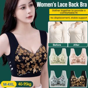 Women's Lace Back Bra Plus Size Wireless Push Up Underwear Wide Strap Full Coverage Comfort Lingerie Vest