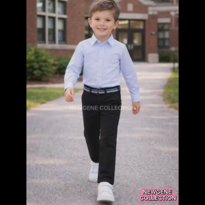 New High-Quality Kids Cotton Pants Full-Length Trousers for Boys with Belt - Sizes 3-14 Years