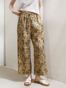 Miccbeirn | กางเกงขายาวทรงหลวมสไตล์ย้อนยุคแบบพิมพ์ลายชาติพันธุ์สไตล์ย้อนยุค ทรงหลวม ทรงตรง กางเกงขายาวทรงหลวม ทรงหลวม ทรงหลวม