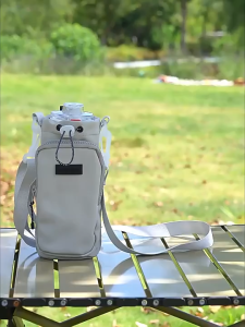 800-1000ML Multi Pockets Big Water Bottle Carrier Bag Outdoor Water Bottle Cover & Shoulder Strap