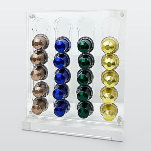 40 Capsule Coffee Capsule Holder Acrylic Transparent Instant Coffee Storage Display Rack Vertical Space Saving Sleek
