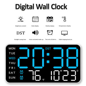 LED Digital Wall Clock: Voice Control & Temperature Display