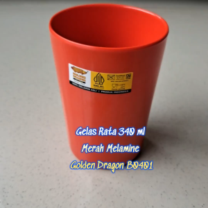 Gelas Rata Full Colour 340ml Melamine - Golden Dragon B0401