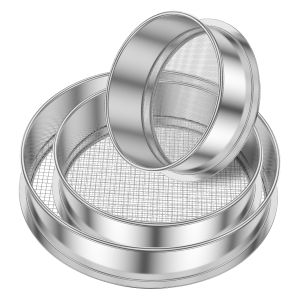 3Pcs Soil Sieve Stainless Steel Garden Sieve Stackable Soil Sifter Set Reusable Garden Compost Soil Stone Sieve Mesh