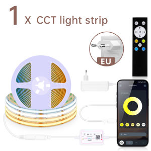 DC24V CCT 2700K-6500K Dimmable COB LED Strip Light 576LEDs/M High Density With Bluetooth APP Control For Cabinet Kitchen Bedroom