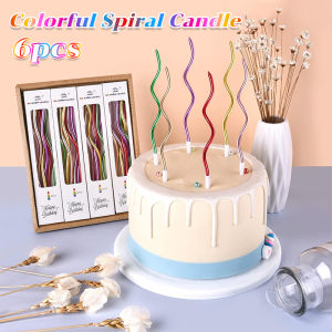 BIBLIO 6pcs Colorful Spiral Candle Twisty Birthday Candles for Birthday Wedding Party and Cake Decoration