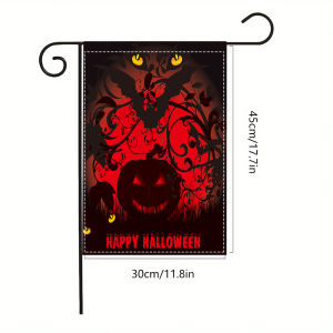 Happy Halloween Garden Flag Scary Jack O Lantern Bat Vine Yellow Eyes Red Black Outdoor Yard Fall Decor Banner