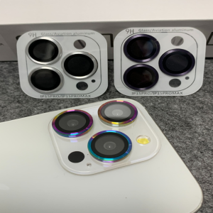 3-2Pcsแหวนโลหะสีฟ้าแก้วกล้องเลนส์ProtectorสําหรับIPhone 15 13 14 Pro Max 16 Plus 12Mini 17 16 Pro Maxอุปกรณ์เสริม