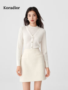 Koradior | Floral Fake Two-Piece Wool Knit Sweater