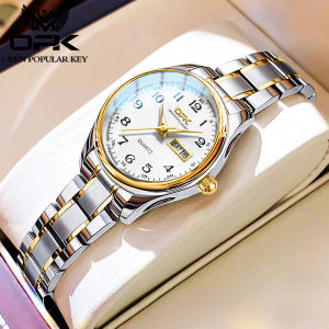 OPK Jam Tangan Wanita Anti Air Asli Ori Elegan Simple Kecil Tali Baja Tahan Karat Kalender Bercahaya Digital Kuarsa Jam Tangan Cewek Aesthetic