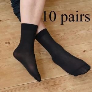 10 Pairs Mens Summer Anti Slip Socks Soft Thin Breathable Absorbent Transparent Silk Stockings