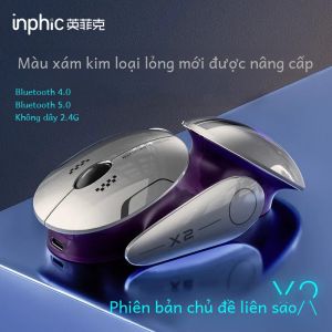 Chuột Bluetooth Im Lặng Inphic X2 Chuột Chơi Game Không Dây Sạc Với Đế Kim Loại Chuột Chơi Game Văn Phòng Và Laptop Có Thể Điều Chỉnh 2400 Dpi