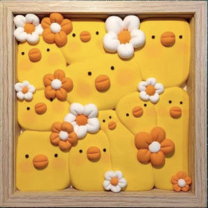 Ultra-Light Clay DIY Picture Frame Creative 3D Handmade Childrens Craft Small Yellow Duck Frame Educational Toy for Kids