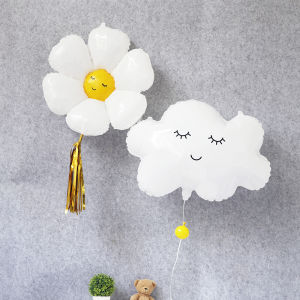 Smiling Face Balloon Sunflower Daisy Graduation Classroom Decoration Aluminum Foil Rainbow Cloud Birthday Decorations