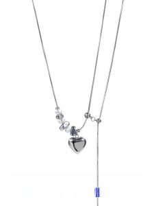 KANSAI Bạc Trái Tim Vỡ Xám Đá Vòng Cổ Nữ Thời Trang Cá Tính Phong Cách Riêng Biệt Phong Cách Mát Mẻ Xương Đòn Dây Chuyền Cao Cấp Thiết Kế Trang Sức