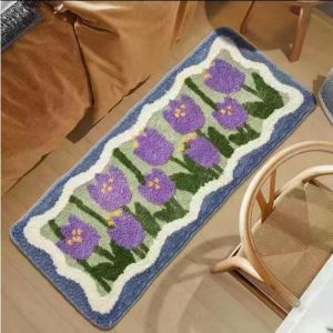 VIKAMA Rustic Floral Rug—Comfortable Soft and Warm Machine-Washable Bathroom Toilet and Bedroom Rug Home and Decor