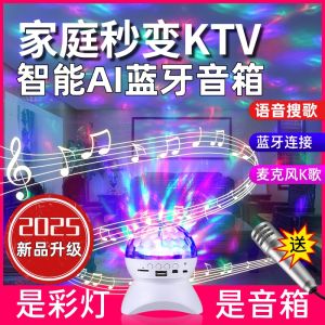 Smart Bluetooth Speaker with Dancing Light Karaoke Sound System Bass Cannon Stage KTV Colorful Rotating Flash Light