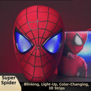 clu Spider-Man Touch Control Mask Red Blue Light Wearable Cosplay Helmet Halloween Toy For Cos Fans ulc