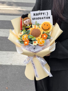บัตรกำชับสำหรับนักเรียนปริญญาโท ดอกไม้ทำจากเส้นด้ายถักแฮนด์เมด ของขวัญวันเกิดสำหรับนักเรียนชายและหญิง บัตรกำชับที่มีพลังกระตุ้น