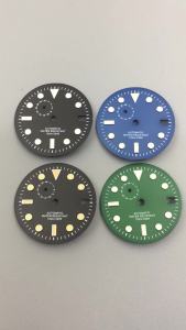 29mm Sterile Watch Dial Hand Set Black Blue Green Dial Silver Orange Index Green Luminous Fit NH37 Movement Modified Watch Parts