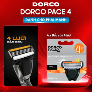 DORCO PACE 4 - Dao Cạo Râu Hàn Quốc 4 Lưỡi - Hộp Gồm 4 Đầu Cạo
