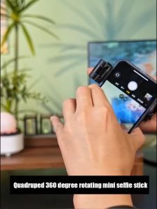 【Original+24hours delivery】360 Degree Rotating Mini Selfie Stick Travel Portable Bluetooth Selfie Stick Tripod Anti-Shake Bracket Foldable Vlog Shooting Floor Tripod