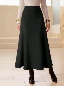Chân Váy Midi Dáng A Cao Eo Quyến Rũ Màu Trơn Chất Liệu Polyester Co Giãn Dành Cho Nữ Thích Hợp Cho Các Buổi Tiệc Và Sự Kiện.