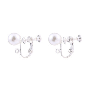 UNNAIER Spiral Ear Clip for Women Pearl Clip-on DIY Material Package with Earring Converter Alloy Silver Gold Plated