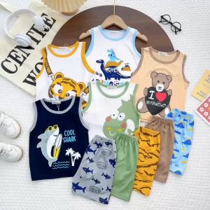 Bộ Quần Áo Ba Lỗ Trẻ Em hiệu NATUCO Cho Bé Trai Bé Gái 8-27 kg Vải Thun Lạnh Mềm Mát BL-IN69