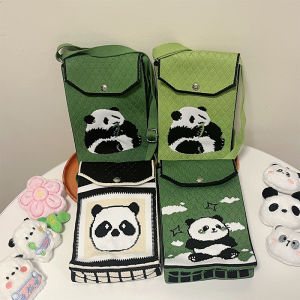 Chengdu Grandpas Cute Mini Knitted Panda Phone Bag Crossbody Shoulder Bag Small Change Bag Soft Polyester Casual Style