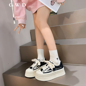 Womens Sporty Casual Shoes Thick Bottom Biscuit Sole Breathable Leather Spring New Style College Style Flat Shoes