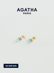 AGATHA | Những Chiếc Bông Tai Đơn Giản Thiết Kế Hoa Đơn Độc Pháp Sang Trọng Có Hình Hoa Bốn Lá May Mắn