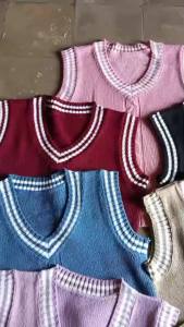 Rompi Rajut Poliester Motif Garis untuk Anak Perempuan Usia 2-12 Tahun - Allasky Collection