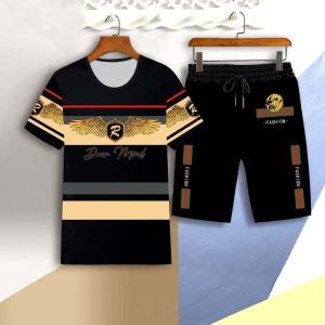 Mens Ice Silk Casual Sports Set Summer New Style Trendy Loose Large Size Short Sleeve Shorts Two-Piece Set Male Summer Wear