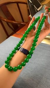 100% Jadeite Type A เครื่องประดับ 39-108 เม็ด | คอหยกแท้ สร้อยคอหยกแท้ | ตะขอคริสตัลแดง | เงิน 92.5% | พร้อมกล่อง