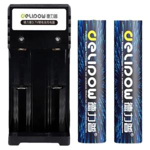 Delup 18650 Lithium Battery High Capacity 3.7V Rechargeable Headlamp Flashlight 4.2V Universal Charger Outdoor Camping Fishing