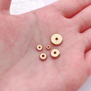 20 Chiếc Hạt Thép Không Gỉ Màu Vàng Không Phai Hình Tròn Dẹt Dùng Làm Phụ Kiện Làm Vòng Tay Trang Sức Tự Làm