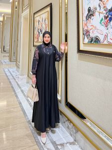 DRESS HANAMI//GAMIS POLOS RAYON TWILL KOMBINASI//DRESS PANJANG TERBARU//GAMIS JAMILAH KOMBINASI