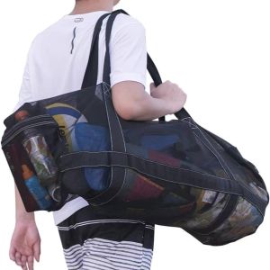 Large Mesh Dive Bag Beach Bag Luggage Zipper Pocket Travel Dry Bag for Snorkeling Equipment Polyester Single Shoulder Handbag
