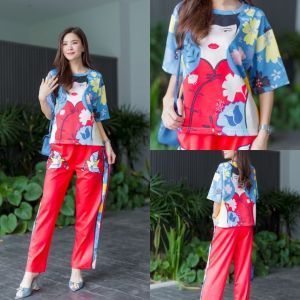 ชุดเซ็ท 2ชิ้น เสื้อคอกลมทรงหลวม พิมพ์ลาย Diva แบบ International 🌾🌸🌷🌼🪻 สวยงามมมมม ใส่หลวมๆ ชิลล์ๆ สบายสุดๆ คร้าา มาพร้อมกางเกงทรงวอมล์ เอวสม็อค ขาบาน งาน Order พิมพ์ลายหน้า/ หลังเริ่ด อย่างดี ✔️✔️ ใส่สบาย มว้ากกกกกกกกก ** ใส่เดินทาง ขึ้นเครื่อง หรือ