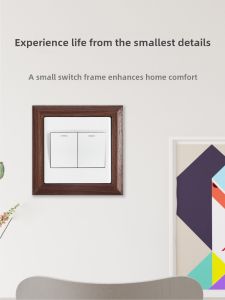 Black Walnut Real Wood Switch Cover Plate Simple Frame Ultra Narrow 15mm Wide Decorative Frame Moisture Proof Luxury Style
