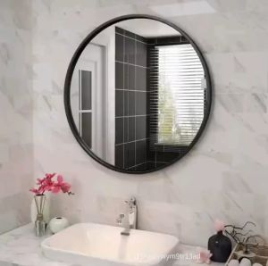 ชุดกระจกอะลูมิเนียมพร้อมชั้นวาง ทรงกลม ขนาด 60X60 ซม. สีดำ