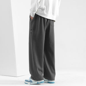 กางเกงขายาวทรงตรงหลวมๆ สำหรับผู้ชาย กางเกงขายาวทรงสปอร์ตแบบลำลอง ทรงหลวมๆ สำหรับฤดูใบไม้ผลิและฤดูใบไม้ร่วง