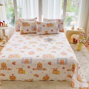 Dansunreve Capybara Bed Sheet Sanrio Series Flat Bedsheet Single/Queen/King Kuromi/Cinnamoroll/Melody Bed Cover