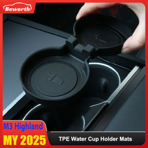 Water Cup Mat for Tesla New Model Y Juniper 2025 Launch Model 3+ Highland 2024 Central Control Cup Mat TPE Waterproof Anti-Slip
